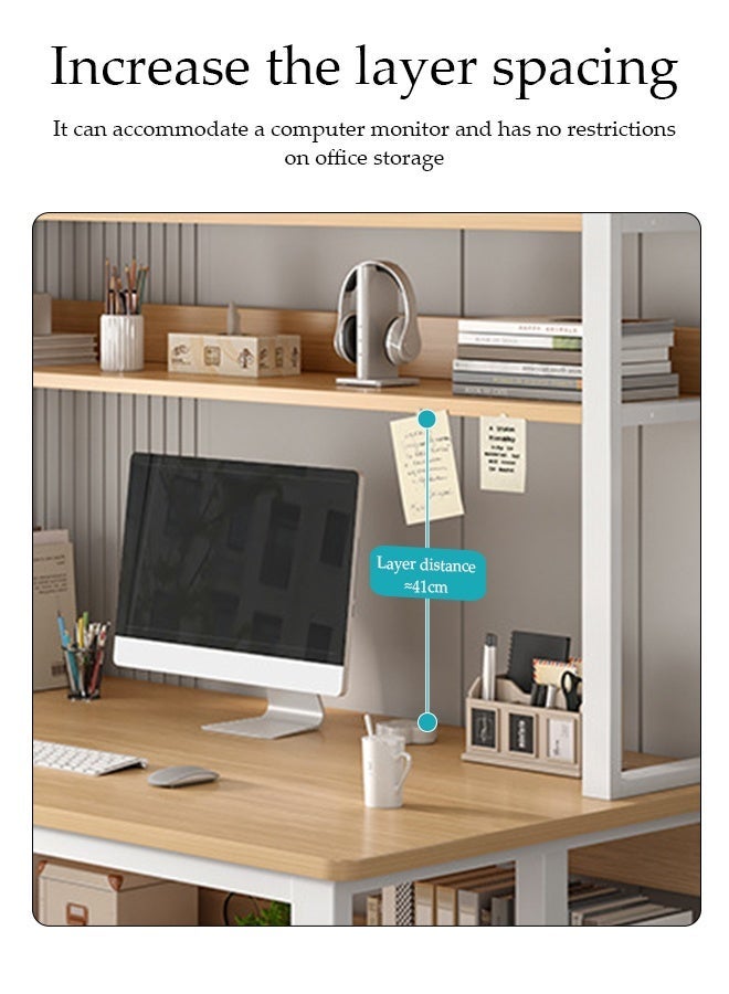 Spides Multifunctional Computer Desk Large Metal Frame Game Table with Storage Shelves Ergonomic PC Desktop Office Computer Desk Table Y Shaped Table Leg Home Office Computer Game Desks Workstation Table for Home Office,Study, Work - Image 3